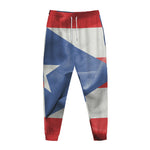 Wrinkled Puerto Rican Flag Print Jogger Pants