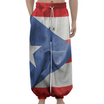 Wrinkled Puerto Rican Flag Print Lantern Pants