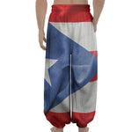 Wrinkled Puerto Rican Flag Print Lantern Pants