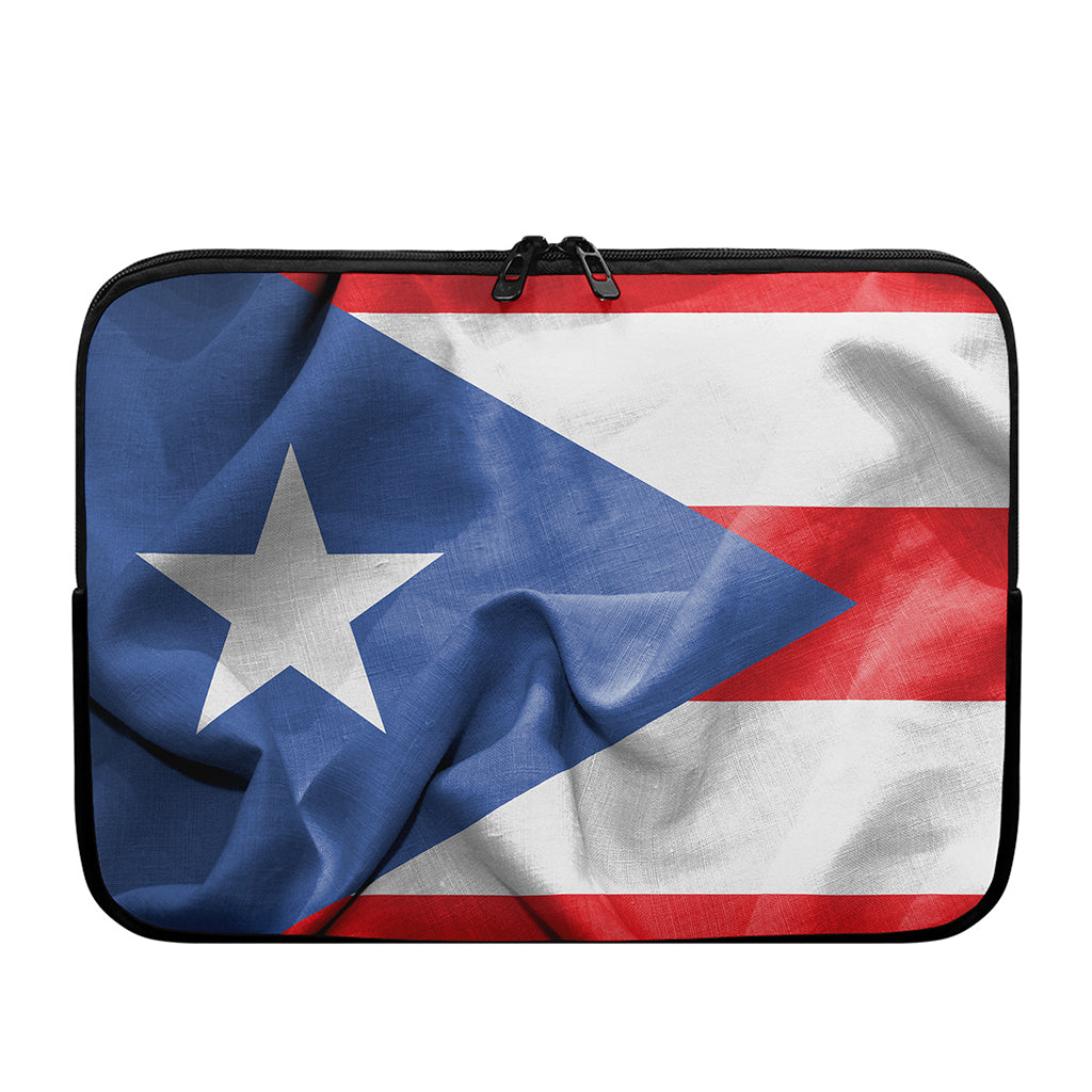 Wrinkled Puerto Rican Flag Print Laptop Sleeve