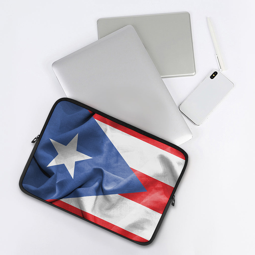 Wrinkled Puerto Rican Flag Print Laptop Sleeve