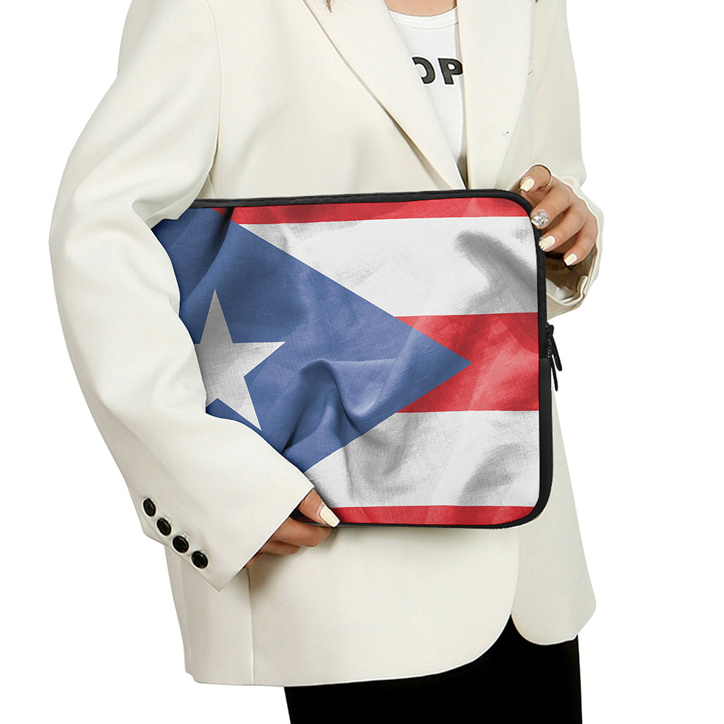 Wrinkled Puerto Rican Flag Print Laptop Sleeve