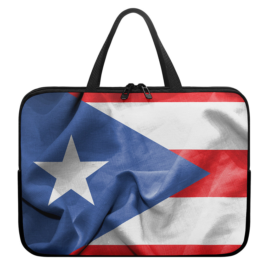 Wrinkled Puerto Rican Flag Print Laptop Sleeve With Handle