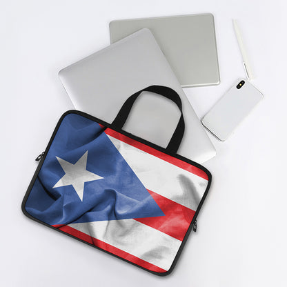 Wrinkled Puerto Rican Flag Print Laptop Sleeve With Handle