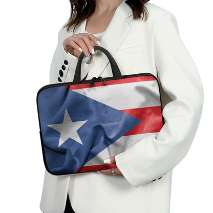 Wrinkled Puerto Rican Flag Print Laptop Sleeve With Handle