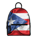 Wrinkled Puerto Rican Flag Print Leather Backpack