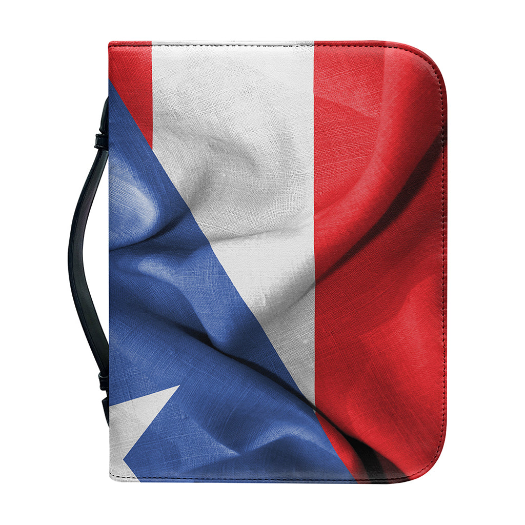 Wrinkled Puerto Rican Flag Print Leather Bible Cover