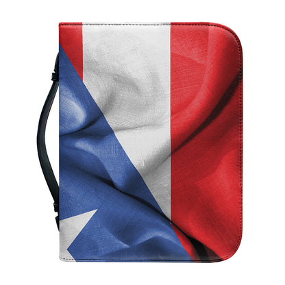 Wrinkled Puerto Rican Flag Print Leather Bible Cover