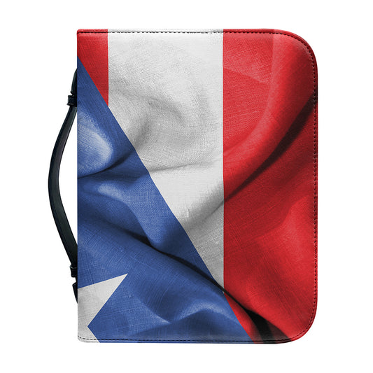 Wrinkled Puerto Rican Flag Print Leather Bible Cover