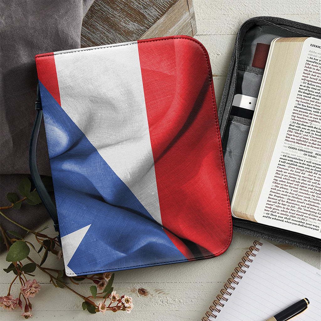 Wrinkled Puerto Rican Flag Print Leather Bible Cover