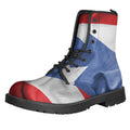 Wrinkled Puerto Rican Flag Print Lace-Up Boots