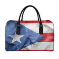 Wrinkled Puerto Rican Flag Print Leather Duffel Bag