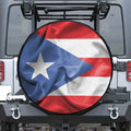 Wrinkled Puerto Rican Flag Print Leather Spare Tire Cover