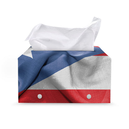 Wrinkled Puerto Rican Flag Print Leather Tissue Box Cover