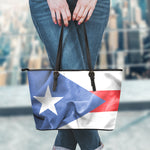 Wrinkled Puerto Rican Flag Print Leather Tote Bag