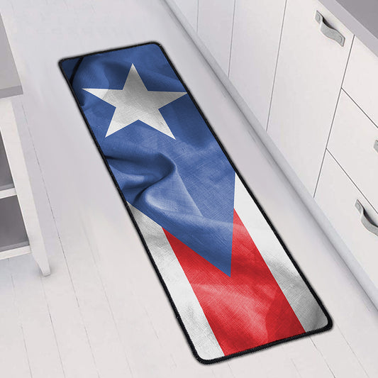 Wrinkled Puerto Rican Flag Print Long Kitchen Mat