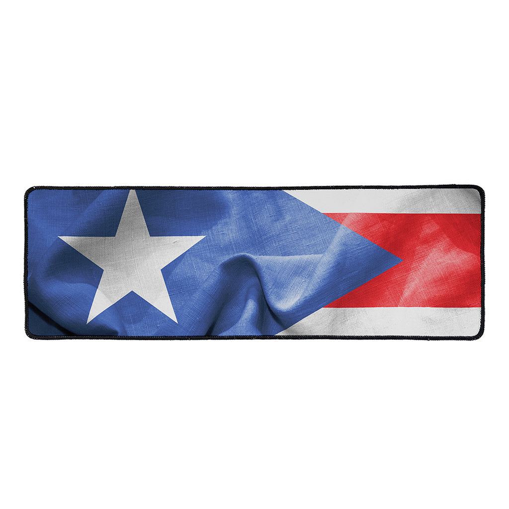 Wrinkled Puerto Rican Flag Print Long Kitchen Mat