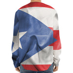 Wrinkled Puerto Rican Flag Print Long Sleeve Baseball Jersey