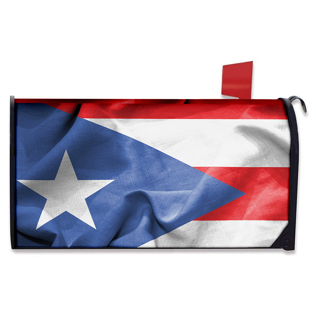 Wrinkled Puerto Rican Flag Print Mailbox Cover