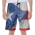 Wrinkled Puerto Rican Flag Print Men's Beach Shorts