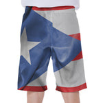 Wrinkled Puerto Rican Flag Print Men's Beach Shorts