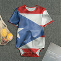 Wrinkled Puerto Rican Flag Print Men's Bodysuit