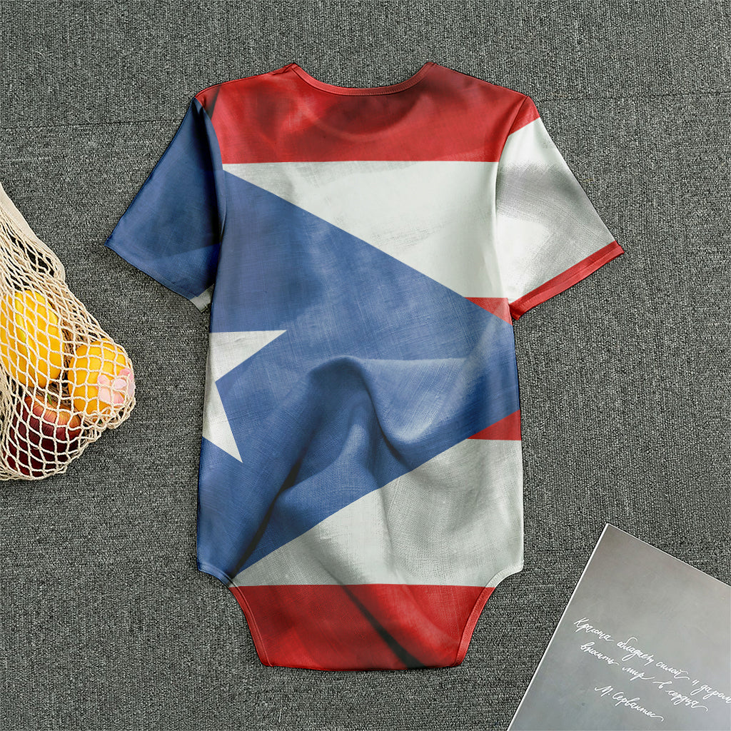 Wrinkled Puerto Rican Flag Print Men's Bodysuit