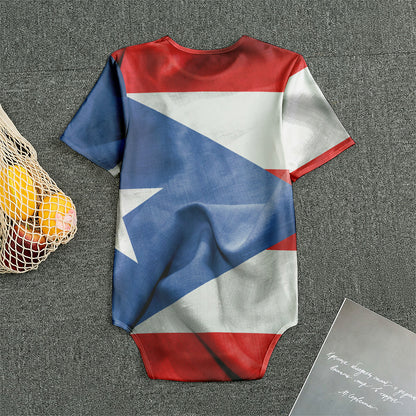 Wrinkled Puerto Rican Flag Print Men's Bodysuit