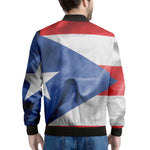 Wrinkled Puerto Rican Flag Print Men's Bomber Jacket