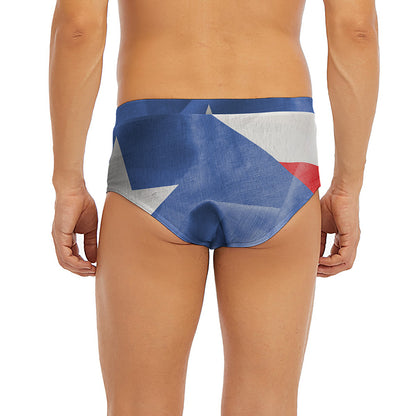 Wrinkled Puerto Rican Flag Print Men's Briefs