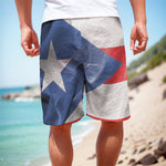 Wrinkled Puerto Rican Flag Print Men's Cargo Shorts