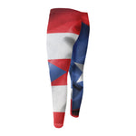 Wrinkled Puerto Rican Flag Print Men's Compression Pants