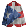 Wrinkled Puerto Rican Flag Print Men's Cotton Blazer