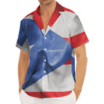Wrinkled Puerto Rican Flag Print Men's Deep V-Neck Shirt