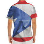 Wrinkled Puerto Rican Flag Print Men's Deep V-Neck Shirt