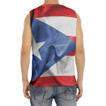 Wrinkled Puerto Rican Flag Print Men's Fitness Tank Top