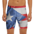 Wrinkled Puerto Rican Flag Print Men's Long Boxer Briefs