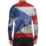 Wrinkled Puerto Rican Flag Print Men's Long Sleeve Rash Guard