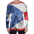 Wrinkled Puerto Rican Flag Print Men's Long Sleeve T-Shirt