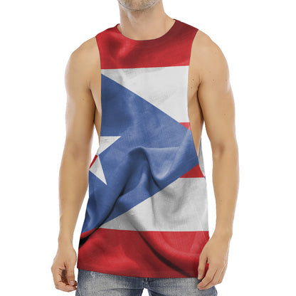Wrinkled Puerto Rican Flag Print Men's Muscle Tank Top