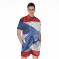Wrinkled Puerto Rican Flag Print Men's Romper