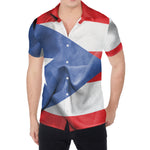 Wrinkled Puerto Rican Flag Print Men's Shirt