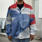 Wrinkled Puerto Rican Flag Print Men's Shirt Jacket