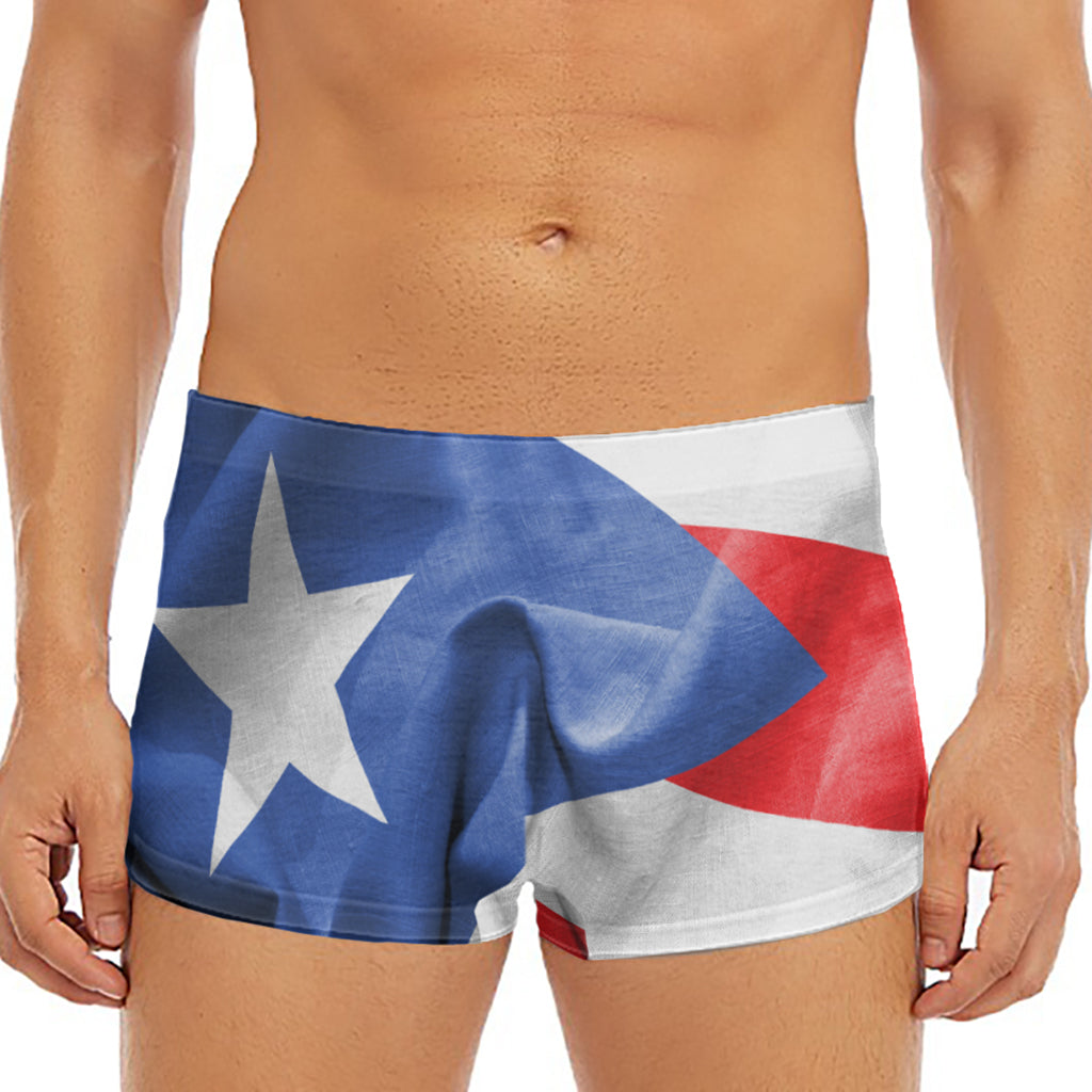 Wrinkled Puerto Rican Flag Print Men's Short Boxer Briefs