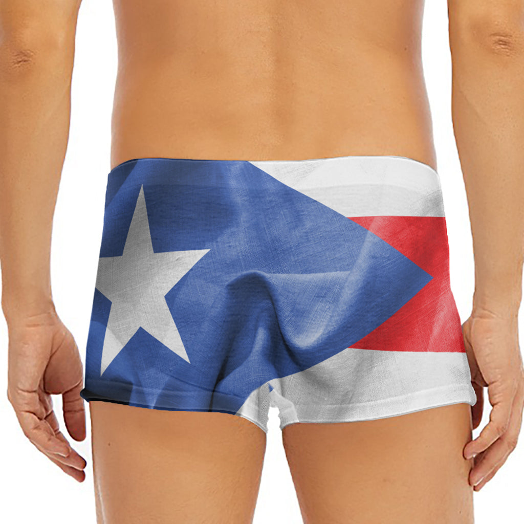 Wrinkled Puerto Rican Flag Print Men's Short Boxer Briefs