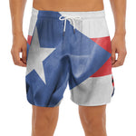 Wrinkled Puerto Rican Flag Print Men's Split Running Shorts