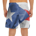 Wrinkled Puerto Rican Flag Print Men's Split Running Shorts