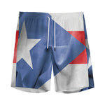Wrinkled Puerto Rican Flag Print Men's Sports Shorts