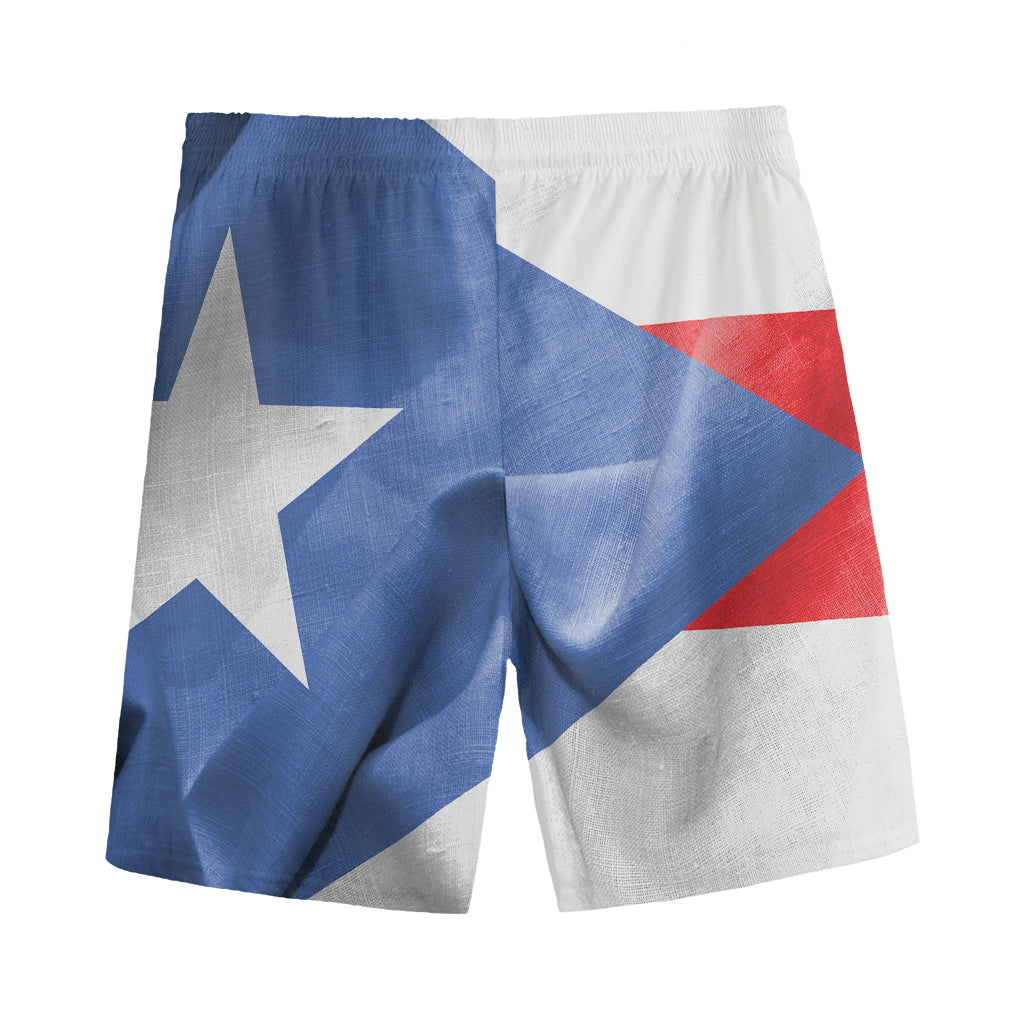 Wrinkled Puerto Rican Flag Print Men's Sports Shorts