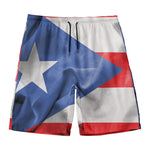 Wrinkled Puerto Rican Flag Print Men's Swim Trunks